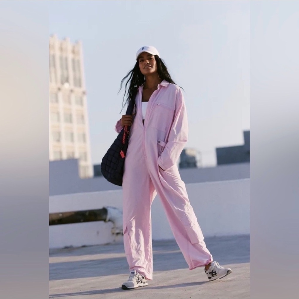 Free People Movement Mesmerize Me Coveralls in cherry blossom pink NWT X Small